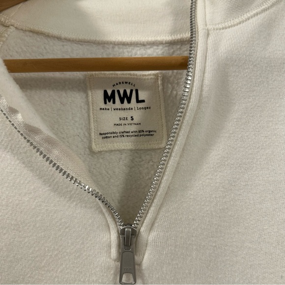 Madewell MWL Betterterry Zip-Front White Mockneck Sweater Size Small - Picture 3 of 6